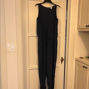 CAbi Navy Sleeveless Drawstring-Waist Jumpsuit
